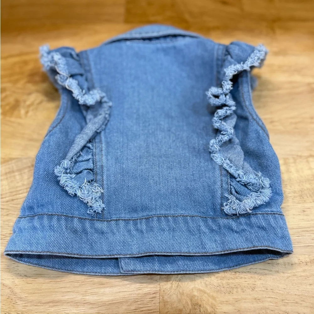 Nannette Blue Denim Vest with Ruffle Accents